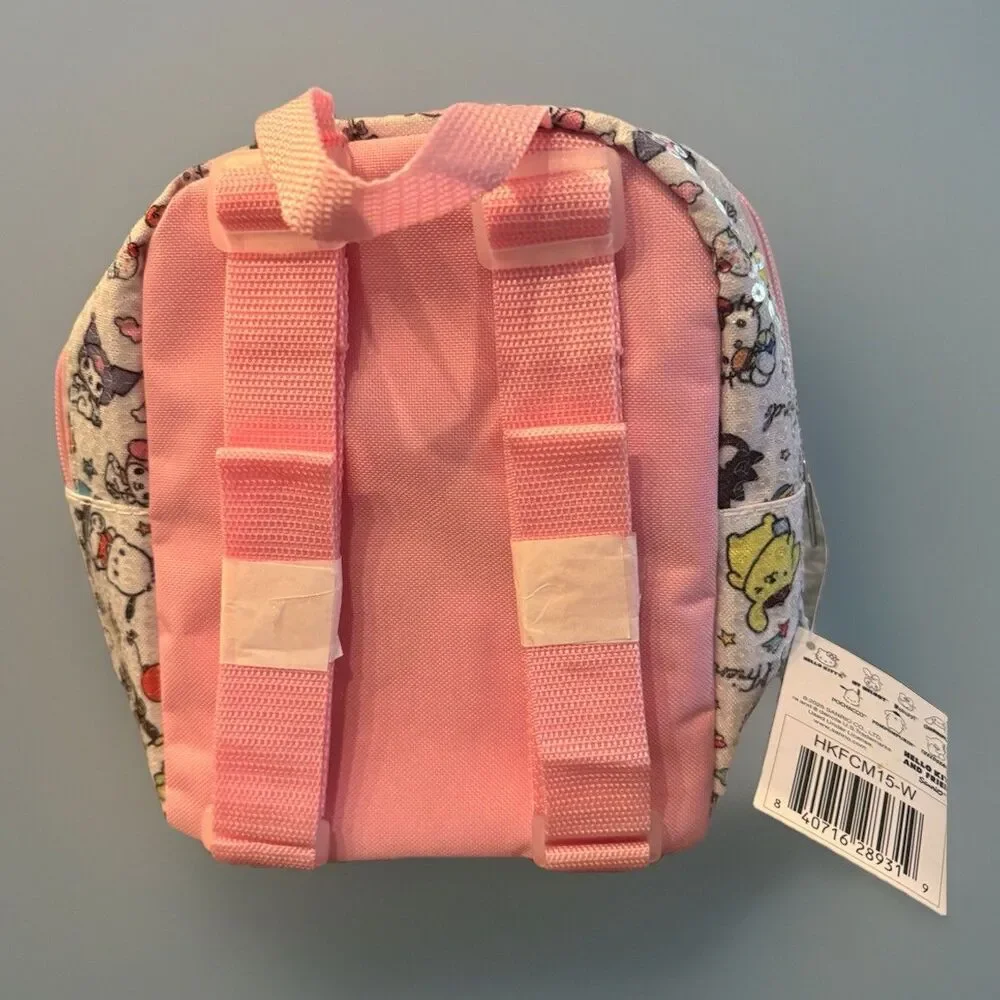Hello Kitty and Friends Girls Mini 9”Backpack Pink Clear Sparkle Sequins